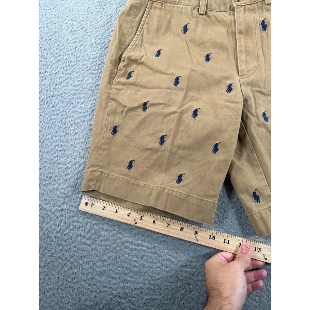 Polo Ralph Lauren Chino Shorts Mens 29 All Over Pony logo Khaki Classic Fit